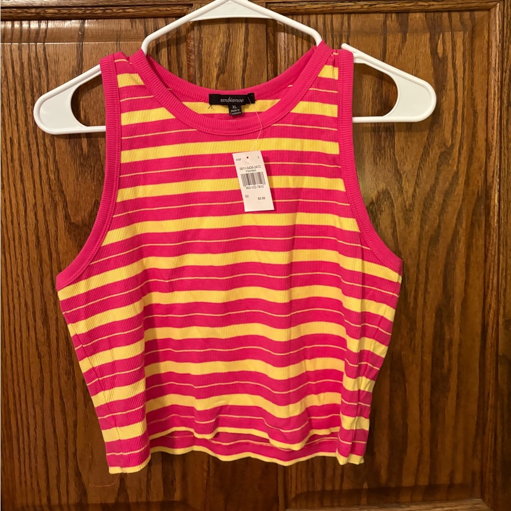 NWT BUNDLE pink/yellow & blue/green/white cropped tanks